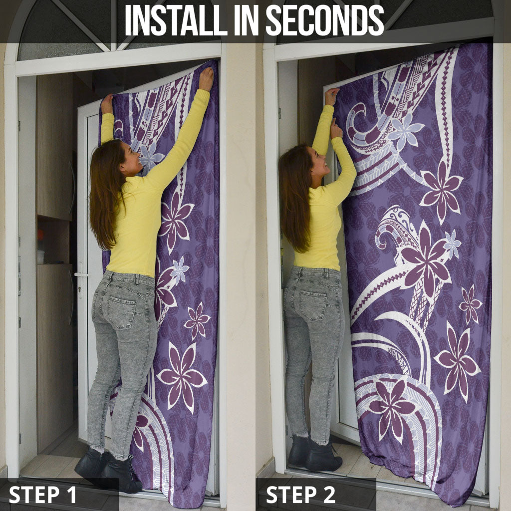 Hawaii Pupuala Plumeria Purple Door Cover Polynesian Pattern LT01 - Polynesian Pride