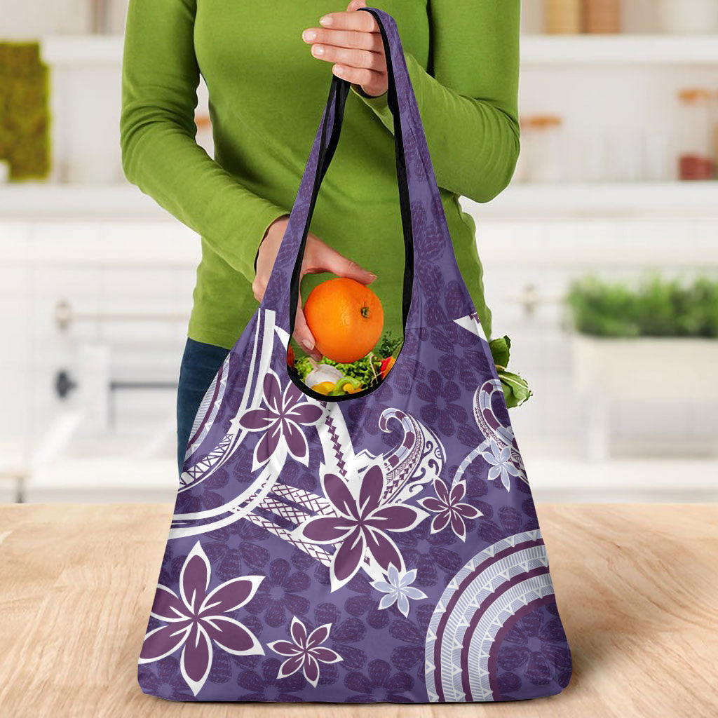 Hawaii Pupuala Plumeria Purple Grocery Bag Polynesian Pattern LT01 - Polynesian Pride