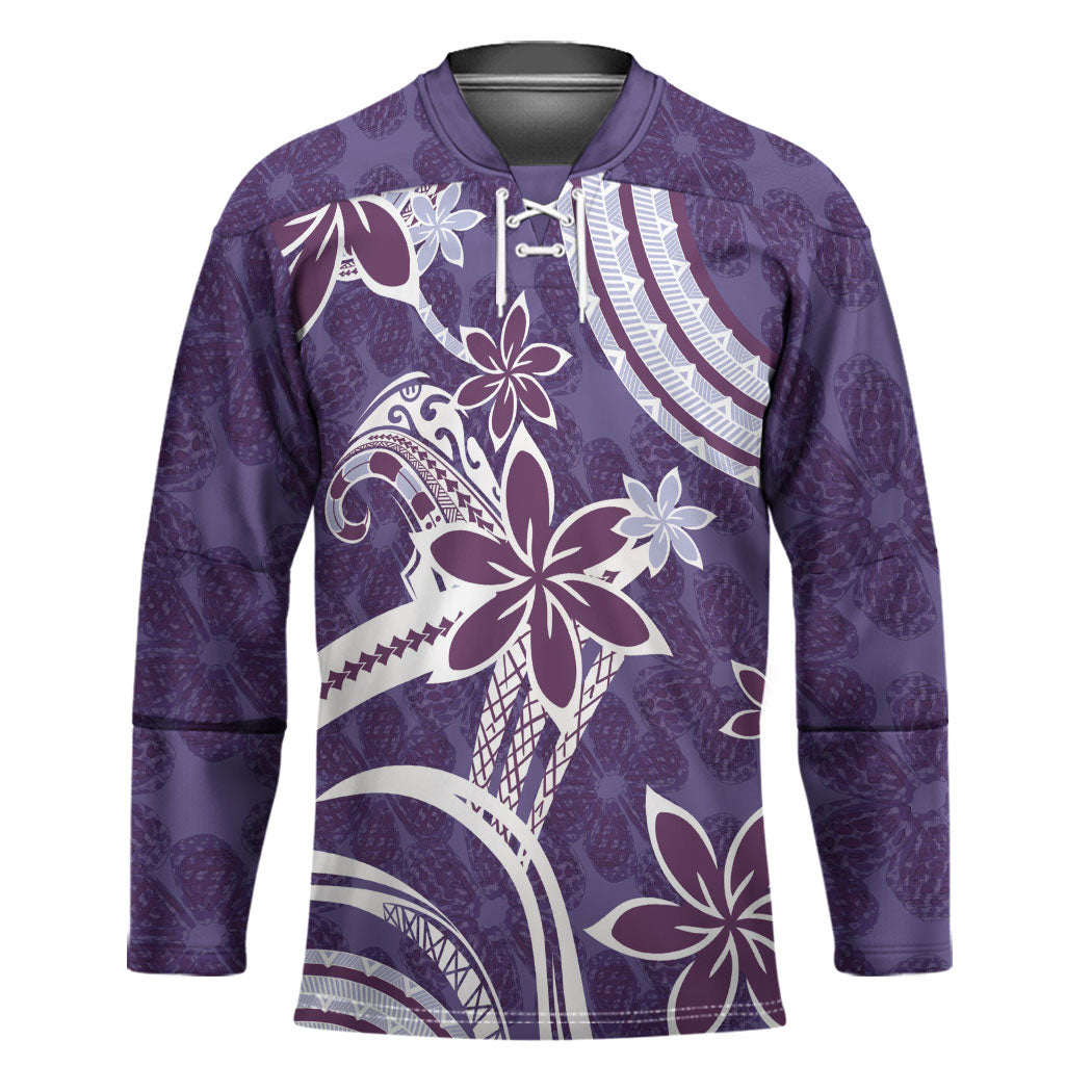 Hawaii Pupuala Plumeria Purple Hockey Jersey Polynesian Pattern LT01 Unisex Purple - Polynesian Pride