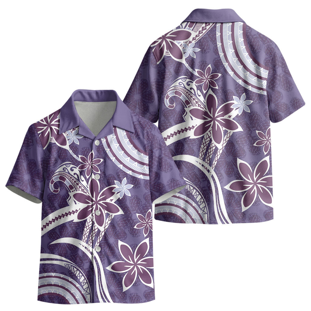 Hawaii Pupuala Plumeria Purple Kid Hawaiian Shirt Polynesian Pattern LT01 - Polynesian Pride