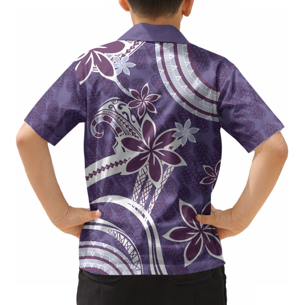 Hawaii Pupuala Plumeria Purple Kid Hawaiian Shirt Polynesian Pattern LT01 - Polynesian Pride
