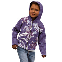 Hawaii Pupuala Plumeria Purple Kid Hoodie Polynesian Pattern LT01 - Polynesian Pride