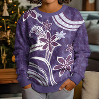 Hawaii Pupuala Plumeria Purple Kid Ugly Christmas Sweater Polynesian Pattern LT01 - Polynesian Pride