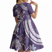 Hawaii Pupuala Plumeria Purple Kid Short Sleeve Dress Polynesian Pattern LT01 - Polynesian Pride