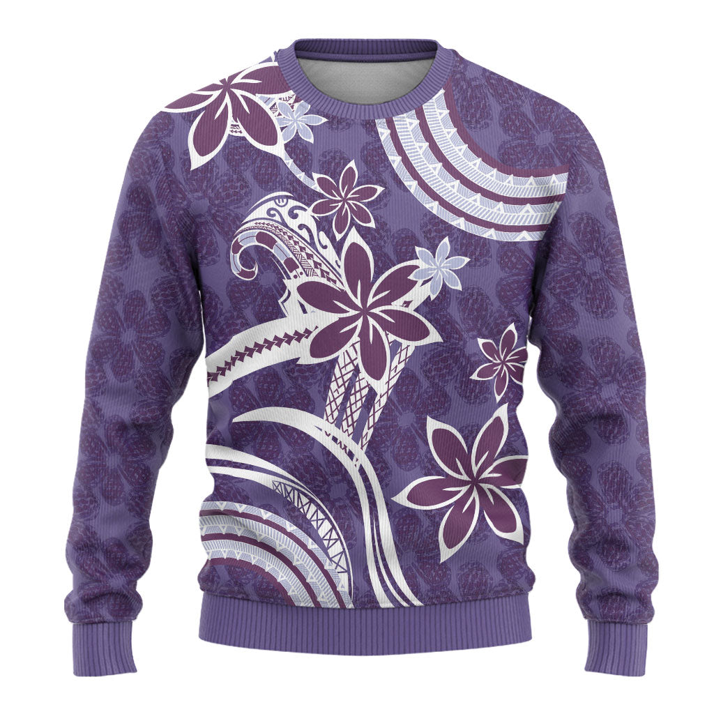 Hawaii Pupuala Plumeria Purple Ugly Christmas Sweater Polynesian Pattern LT01 - Polynesian Pride