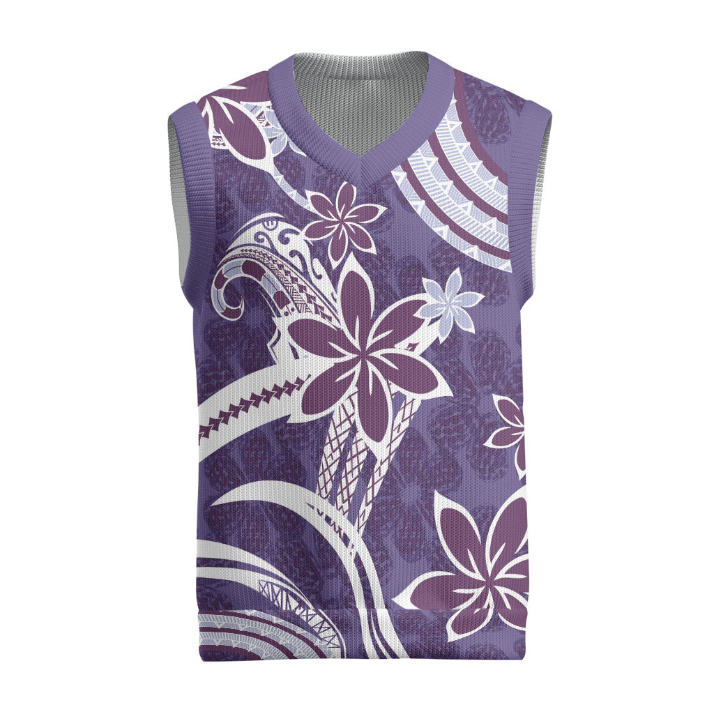 Hawaii Pupuala Plumeria Purple Christmas Knitted V-Neck Vest Polynesian Pattern LT01 Purple - Polynesian Pride