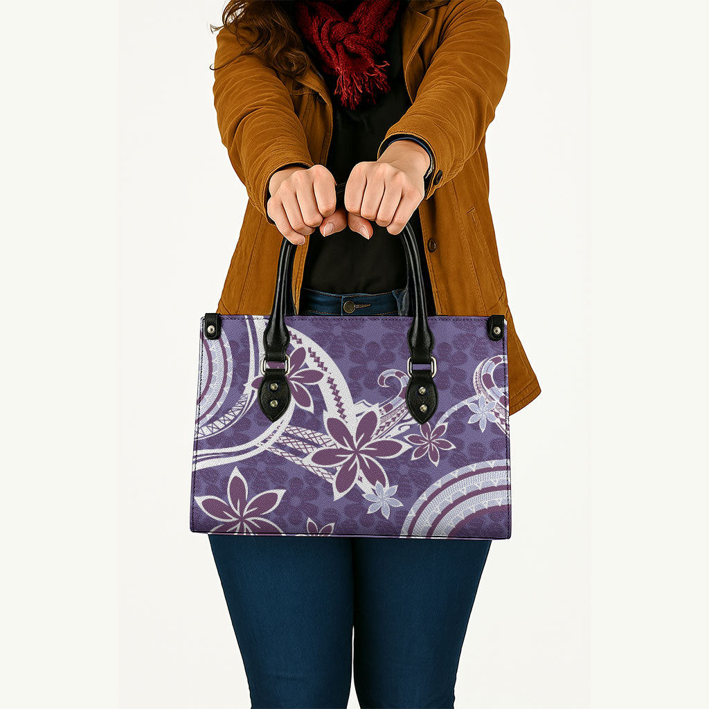 Hawaii Pupuala Plumeria Purple Leather Bag Polynesian Pattern LT01 - Polynesian Pride