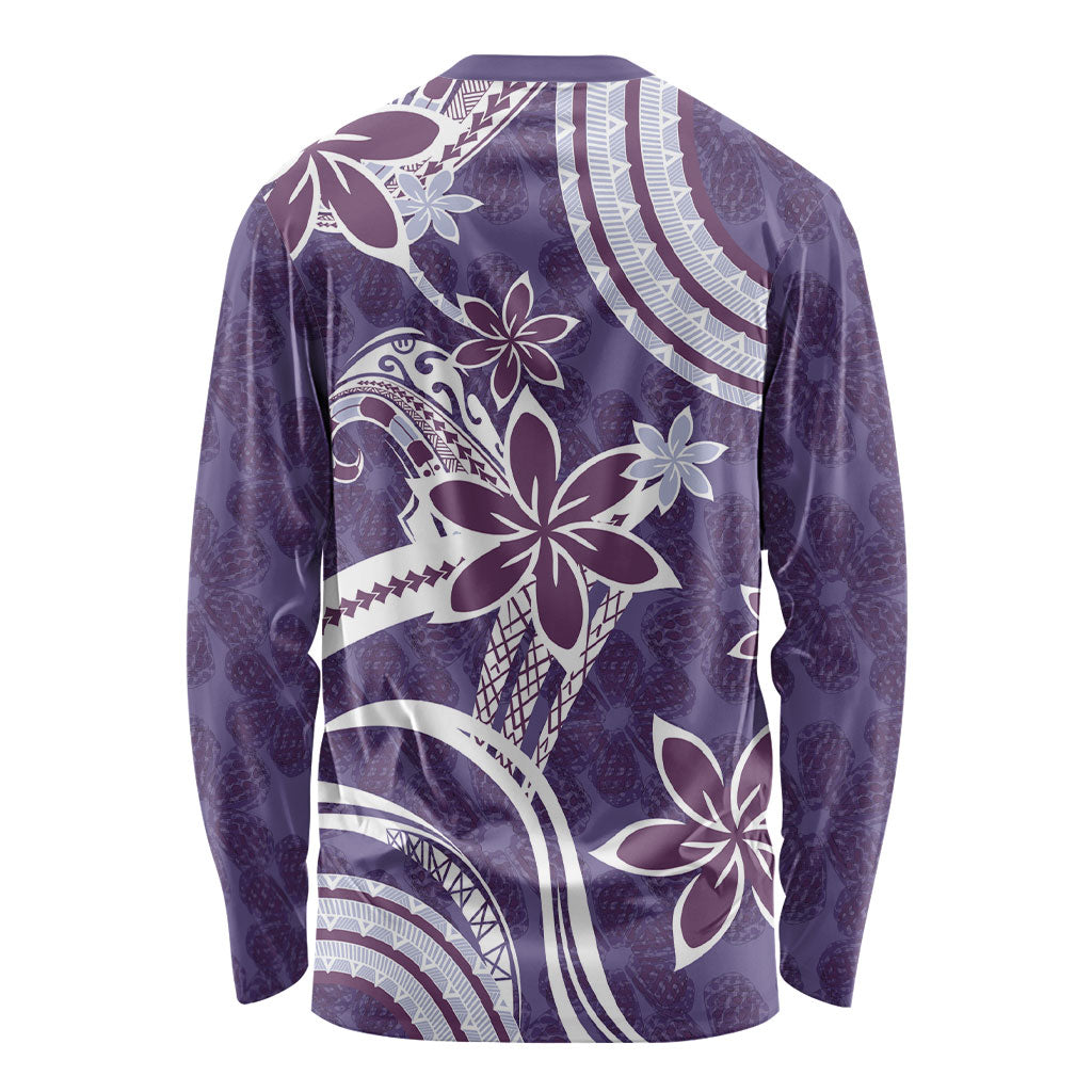 Hawaii Pupuala Plumeria Purple Long Sleeve Shirt Polynesian Pattern LT01 - Polynesian Pride
