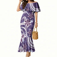 Hawaii Pupuala Plumeria Purple Mermaid Dress Polynesian Pattern LT01 Women Purple - Polynesian Pride