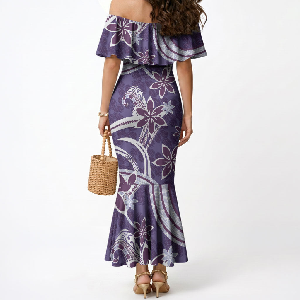 Hawaii Pupuala Plumeria Purple Mermaid Dress Polynesian Pattern LT01 - Polynesian Pride