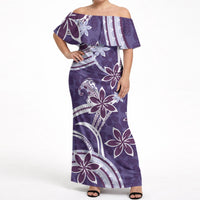 Hawaii Pupuala Plumeria Purple Off Shoulder Maxi Dress Polynesian Pattern LT01 Women Purple - Polynesian Pride