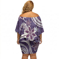 Hawaii Pupuala Plumeria Purple Off Shoulder Short Dress Polynesian Pattern LT01 - Polynesian Pride