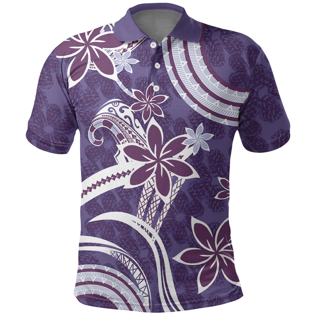 Hawaii Pupuala Plumeria Purple Polo Shirt Polynesian Pattern LT01 Purple - Polynesian Pride