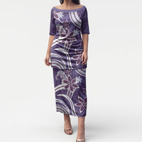Hawaii Pupuala Plumeria Purple Puletasi Polynesian Pattern LT01 Long Dress Purple - Polynesian Pride