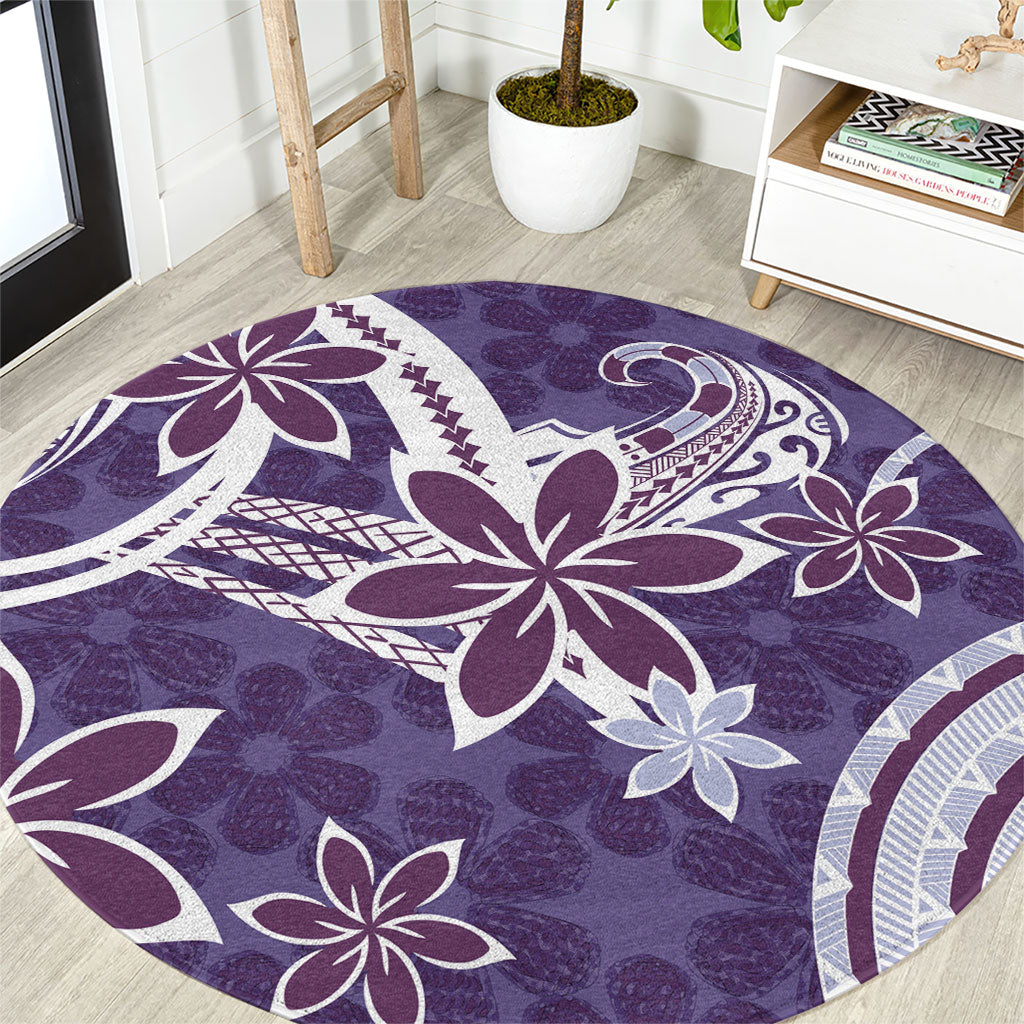 Hawaii Pupuala Plumeria Purple Round Carpet Polynesian Pattern LT01 Purple - Polynesian Pride
