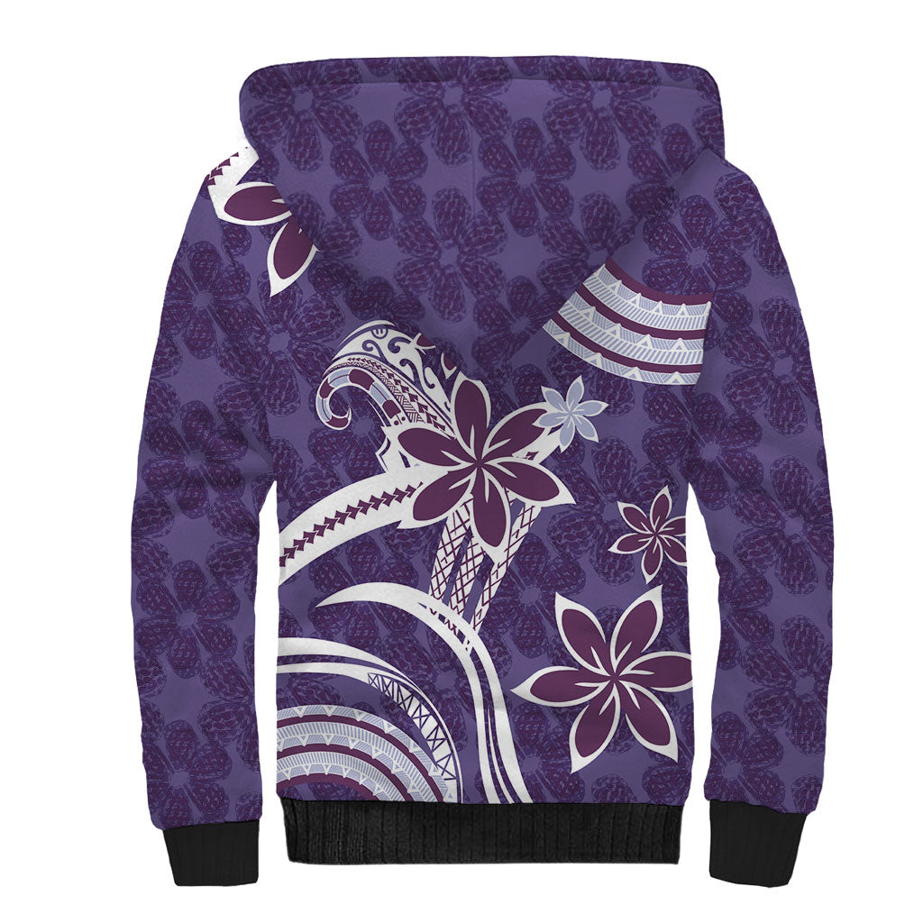 Hawaii Pupuala Plumeria Purple Sherpa Hoodie Polynesian Pattern LT01 - Polynesian Pride