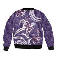 Hawaii Pupuala Plumeria Purple Sleeve Zip Bomber Jacket Polynesian Pattern LT01 - Polynesian Pride