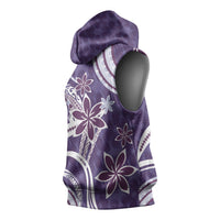 Hawaii Pupuala Plumeria Purple Sleeveless Hoodie Polynesian Pattern LT01 - Polynesian Pride
