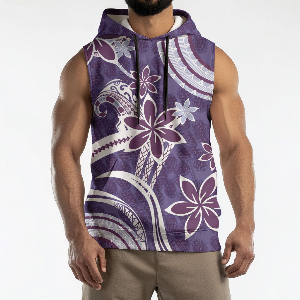 Hawaii Pupuala Plumeria Purple Sleeveless Hoodie Polynesian Pattern LT01 - Polynesian Pride
