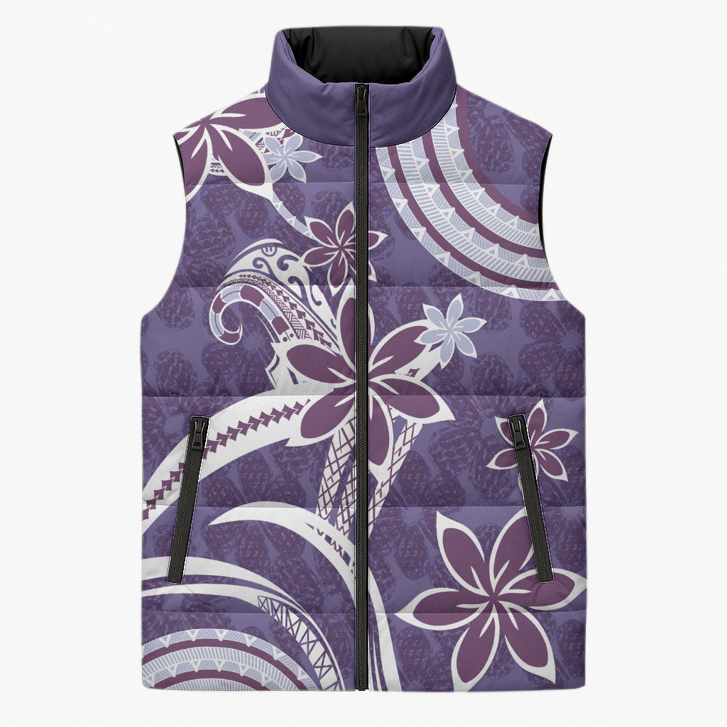 Hawaii Pupuala Plumeria Purple Sleeveless Puffer Jacket Polynesian Pattern LT01 Unisex Purple - Polynesian Pride