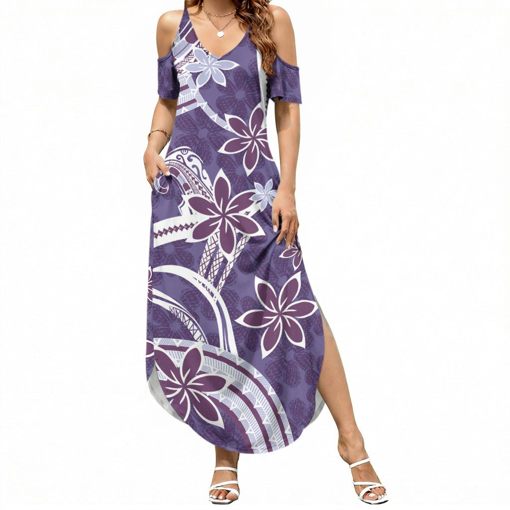 Hawaii Pupuala Plumeria Purple Summer Maxi Dress Polynesian Pattern LT01 Women Purple - Polynesian Pride