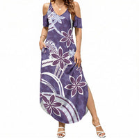 Hawaii Pupuala Plumeria Purple Summer Maxi Dress Polynesian Pattern LT01 Women Purple - Polynesian Pride