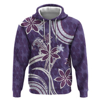 Hawaii Pupuala Plumeria Purple Zip Hoodie Polynesian Pattern LT01 Zip Hoodie Purple - Polynesian Pride