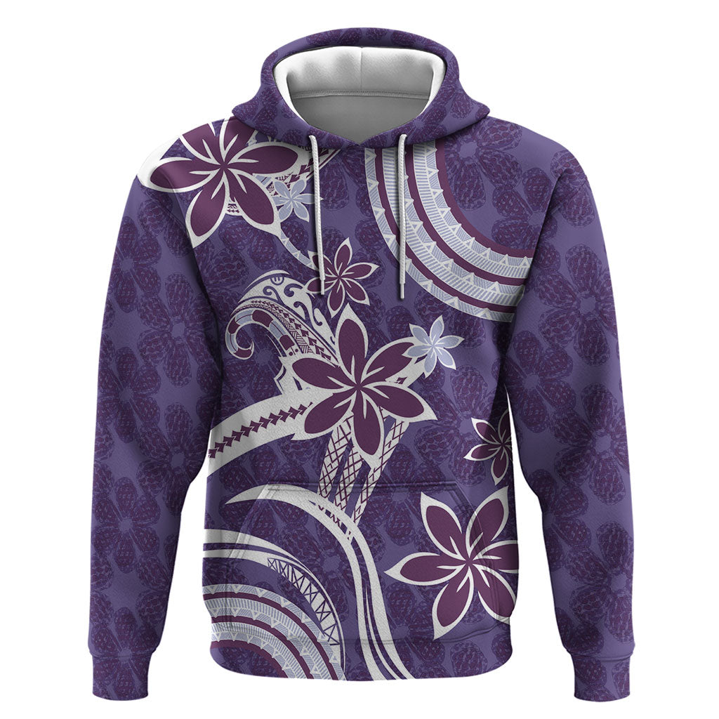 Hawaii Pupuala Plumeria Purple Zip Hoodie Polynesian Pattern LT01 Pullover Hoodie Purple - Polynesian Pride