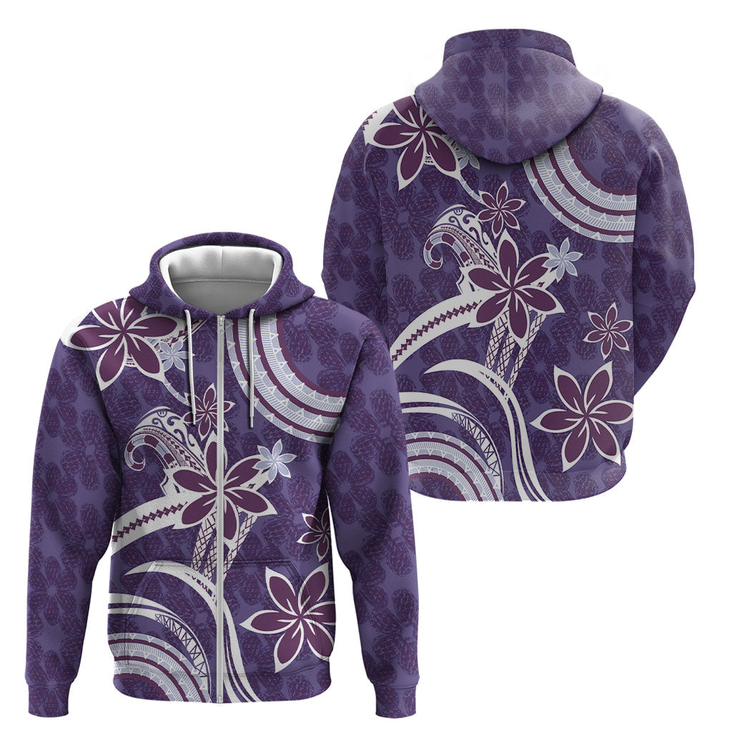 Hawaii Pupuala Plumeria Purple Zip Hoodie Polynesian Pattern LT01 - Polynesian Pride