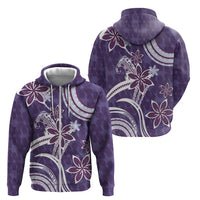 Hawaii Pupuala Plumeria Purple Zip Hoodie Polynesian Pattern LT01 - Polynesian Pride
