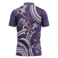 Hawaii Pupuala Plumeria Purple Zipper Polo Shirt Polynesian Pattern LT01 - Polynesian Pride