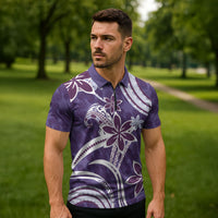 Hawaii Pupuala Plumeria Purple Zipper Polo Shirt Polynesian Pattern LT01 - Polynesian Pride