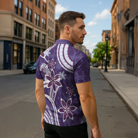Hawaii Pupuala Plumeria Purple Zipper Polo Shirt Polynesian Pattern LT01 - Polynesian Pride