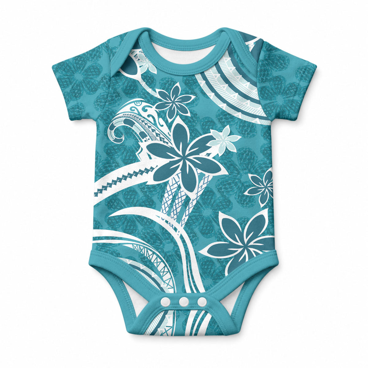 Hawaii Pupuala Plumeria Teal Baby Onesie Polynesian Pattern LT01 Teal - Polynesian Pride