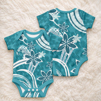 Hawaii Pupuala Plumeria Teal Baby Onesie Polynesian Pattern LT01 - Polynesian Pride