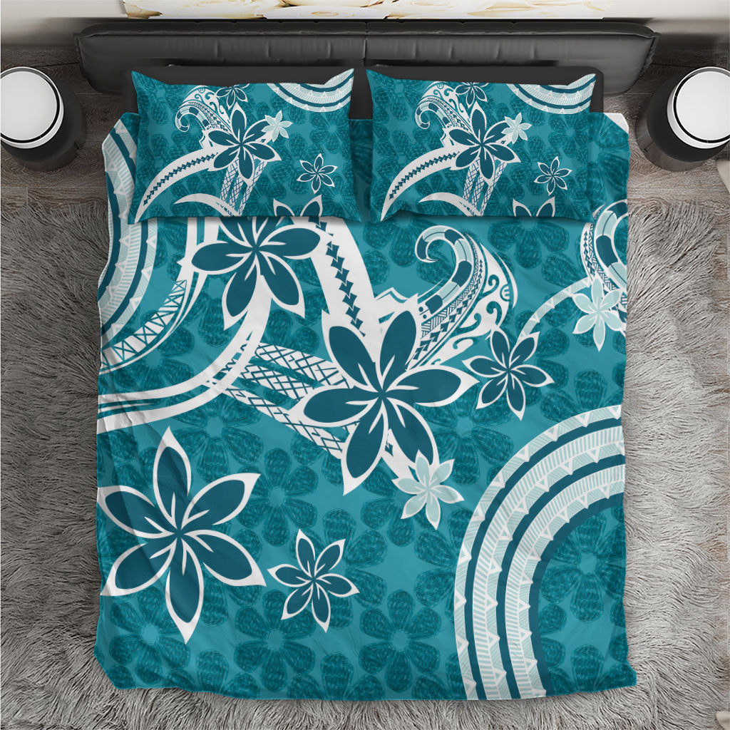 Hawaii Pupuala Plumeria Teal Bedding Set Polynesian Pattern LT01 Teal - Polynesian Pride