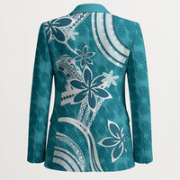Hawaii Pupuala Plumeria Teal Blazer Polynesian Pattern LT01 - Polynesian Pride
