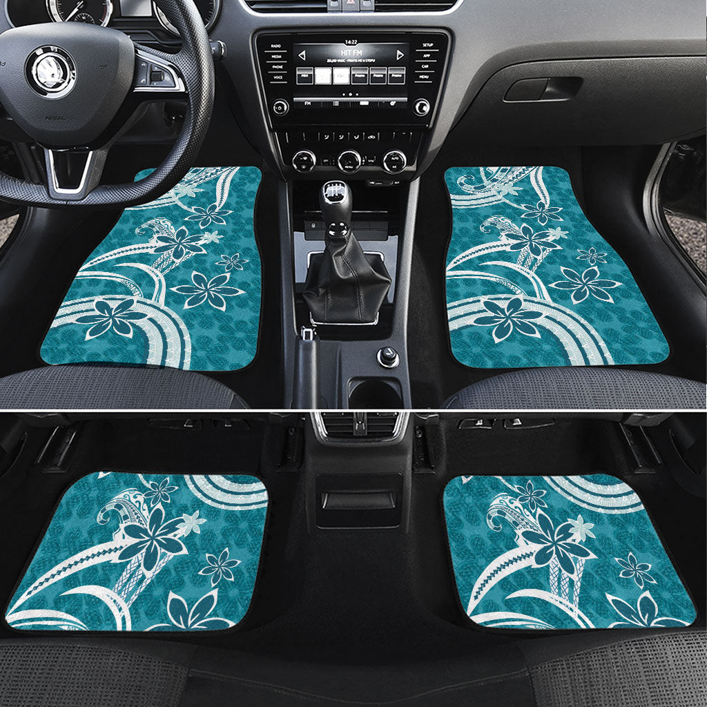 Hawaii Pupuala Plumeria Teal Car Mats Polynesian Pattern LT01 Set 4pcs Teal - Polynesian Pride