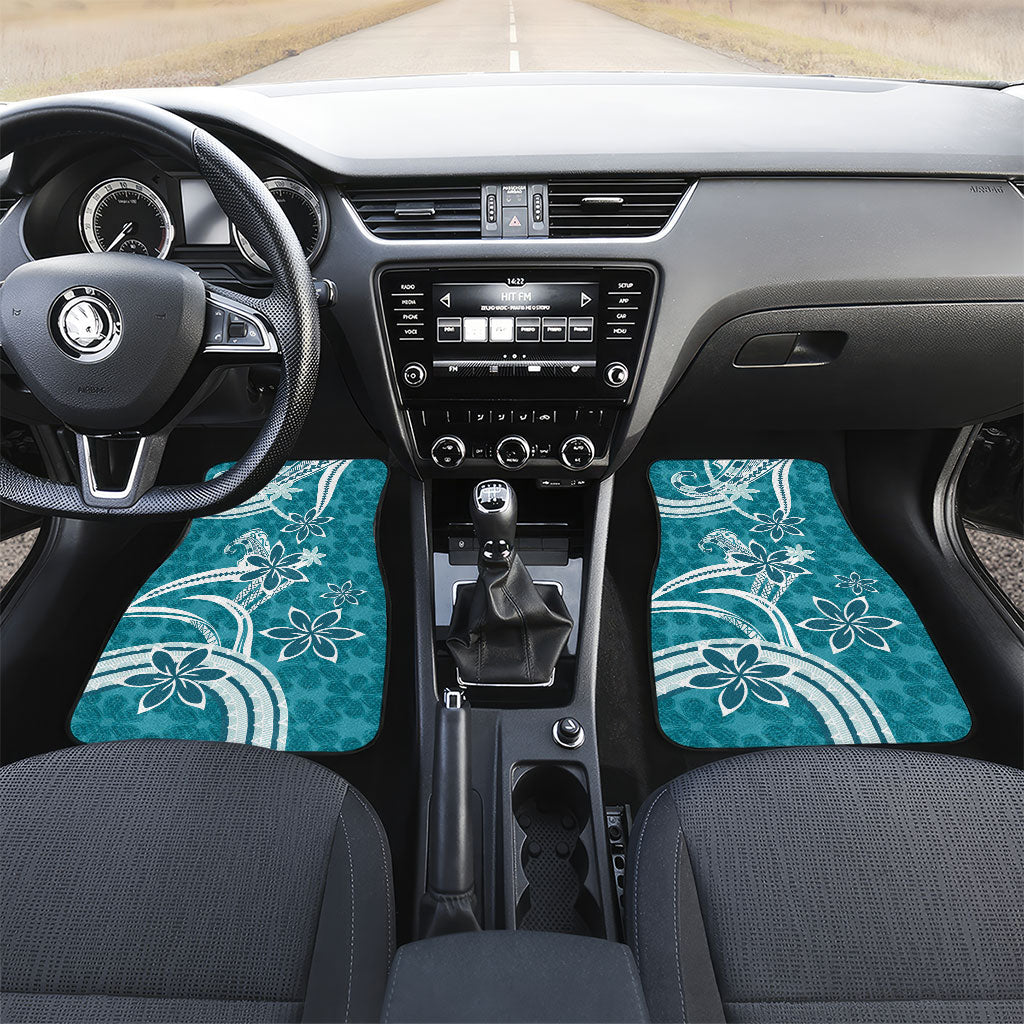 Hawaii Pupuala Plumeria Teal Car Mats Polynesian Pattern LT01 Set 2pcs - Front Teal - Polynesian Pride
