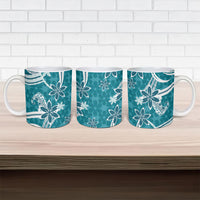 Hawaii Pupuala Plumeria Teal Ceramic Mug Polynesian Pattern LT01 - Polynesian Pride