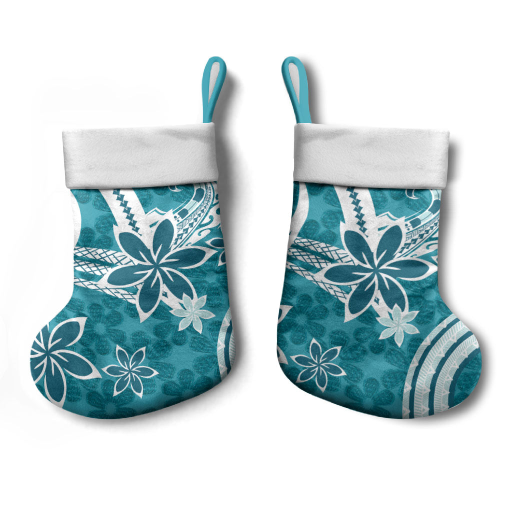 Hawaii Pupuala Plumeria Teal Christmas Stocking Polynesian Pattern LT01 - Polynesian Pride