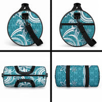 Hawaii Pupuala Plumeria Teal Duffle Bag Polynesian Pattern LT01 - Polynesian Pride
