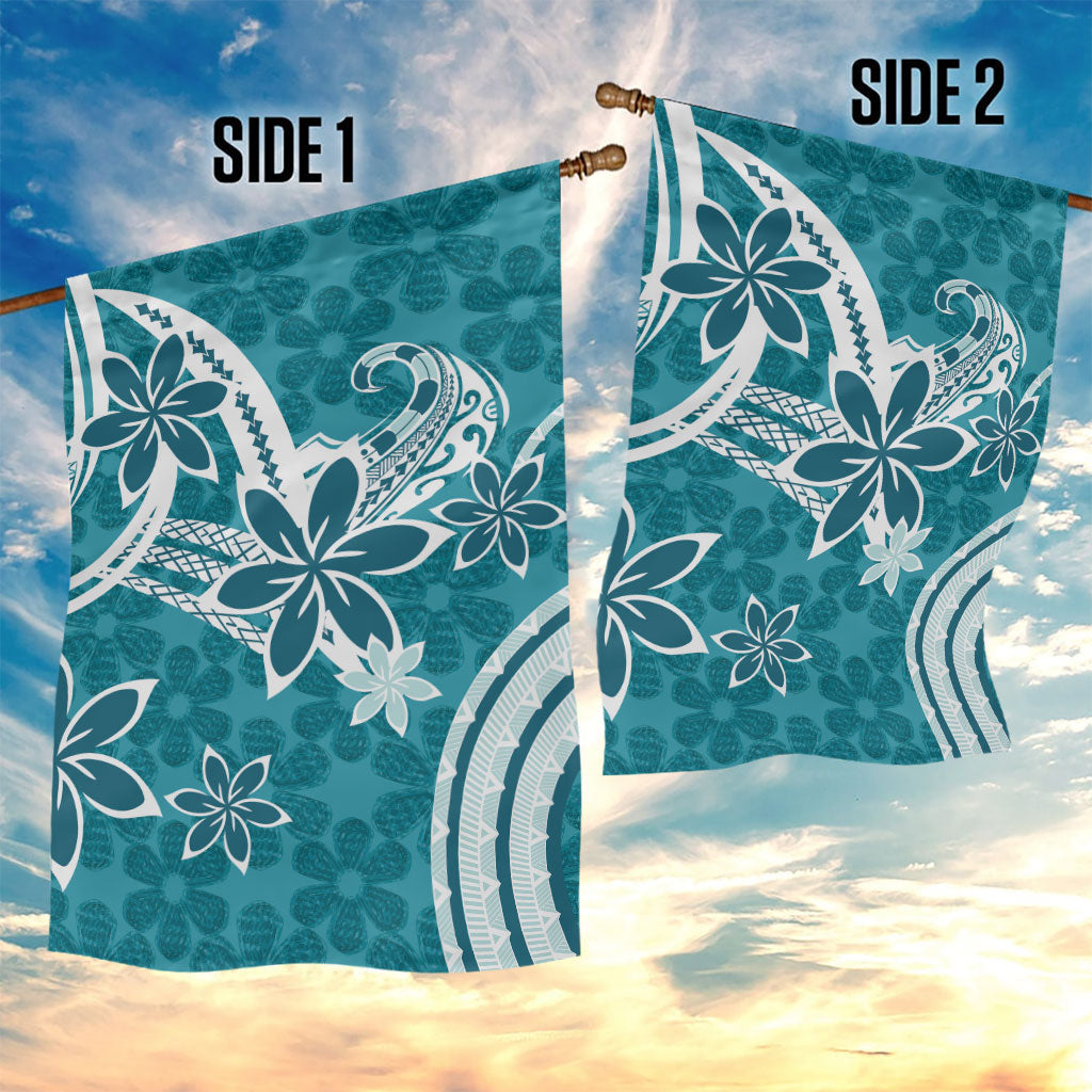 Hawaii Pupuala Plumeria Teal Garden Flag Polynesian Pattern LT01 - Polynesian Pride