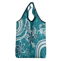 Hawaii Pupuala Plumeria Teal Grocery Bag Polynesian Pattern LT01 - Polynesian Pride