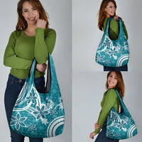 Hawaii Pupuala Plumeria Teal Grocery Bag Polynesian Pattern LT01 - Polynesian Pride