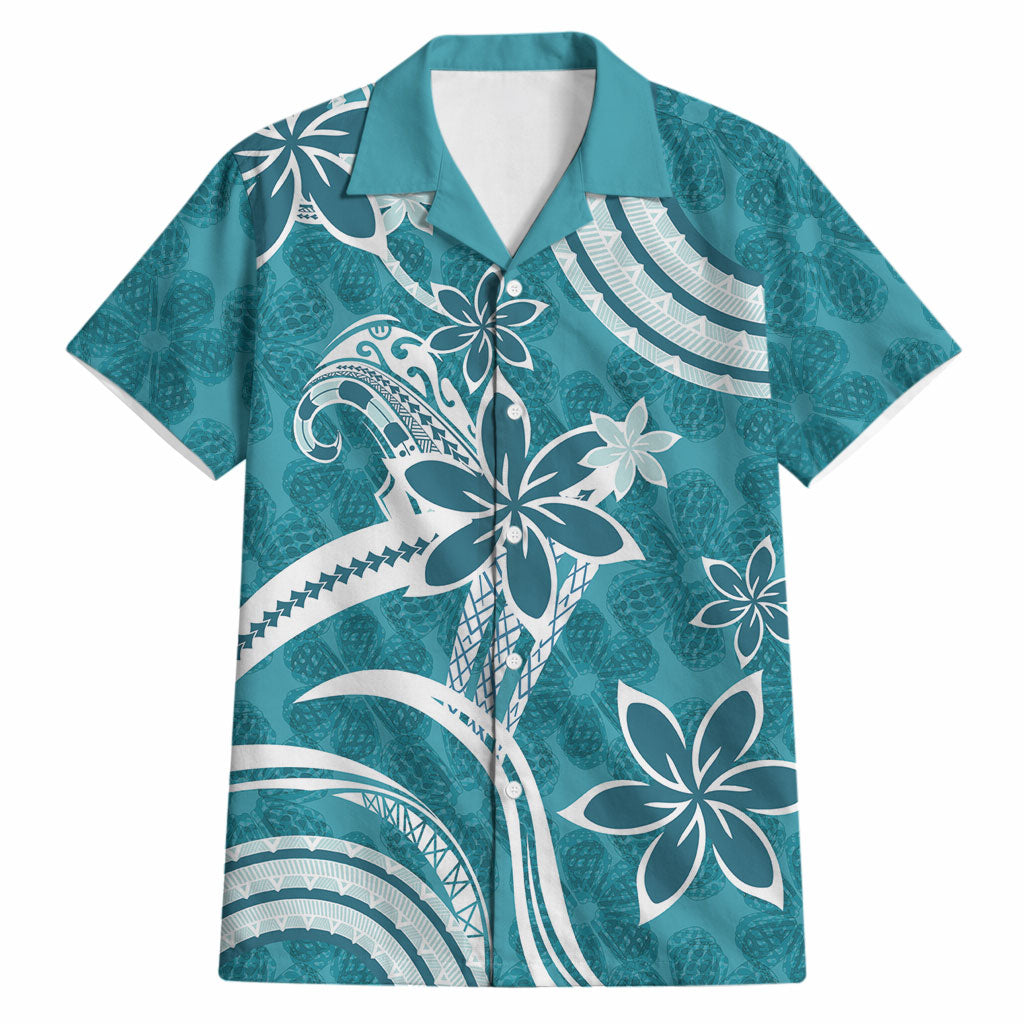 Hawaii Pupuala Plumeria Teal Hawaiian Shirt Polynesian Pattern LT01 Teal - Polynesian Pride