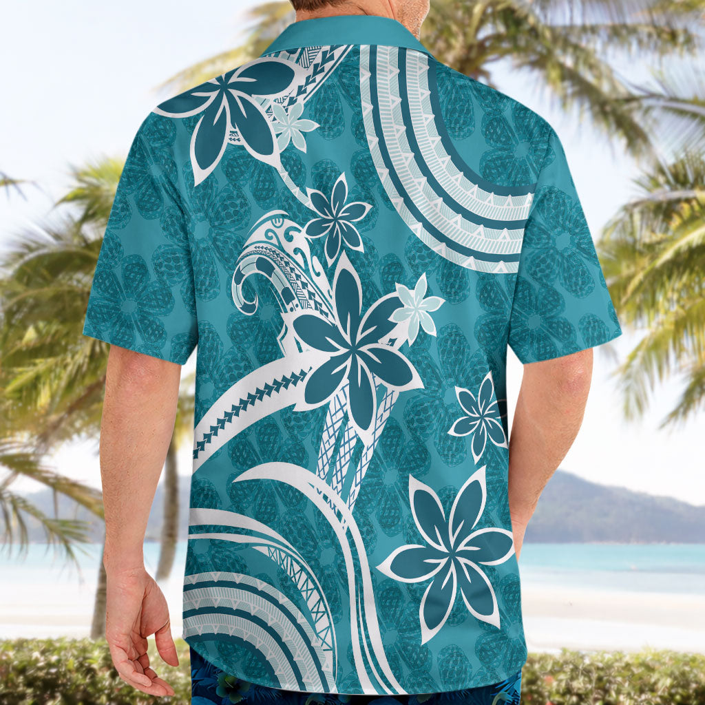 Hawaii Pupuala Plumeria Teal Hawaiian Shirt Polynesian Pattern LT01 - Polynesian Pride