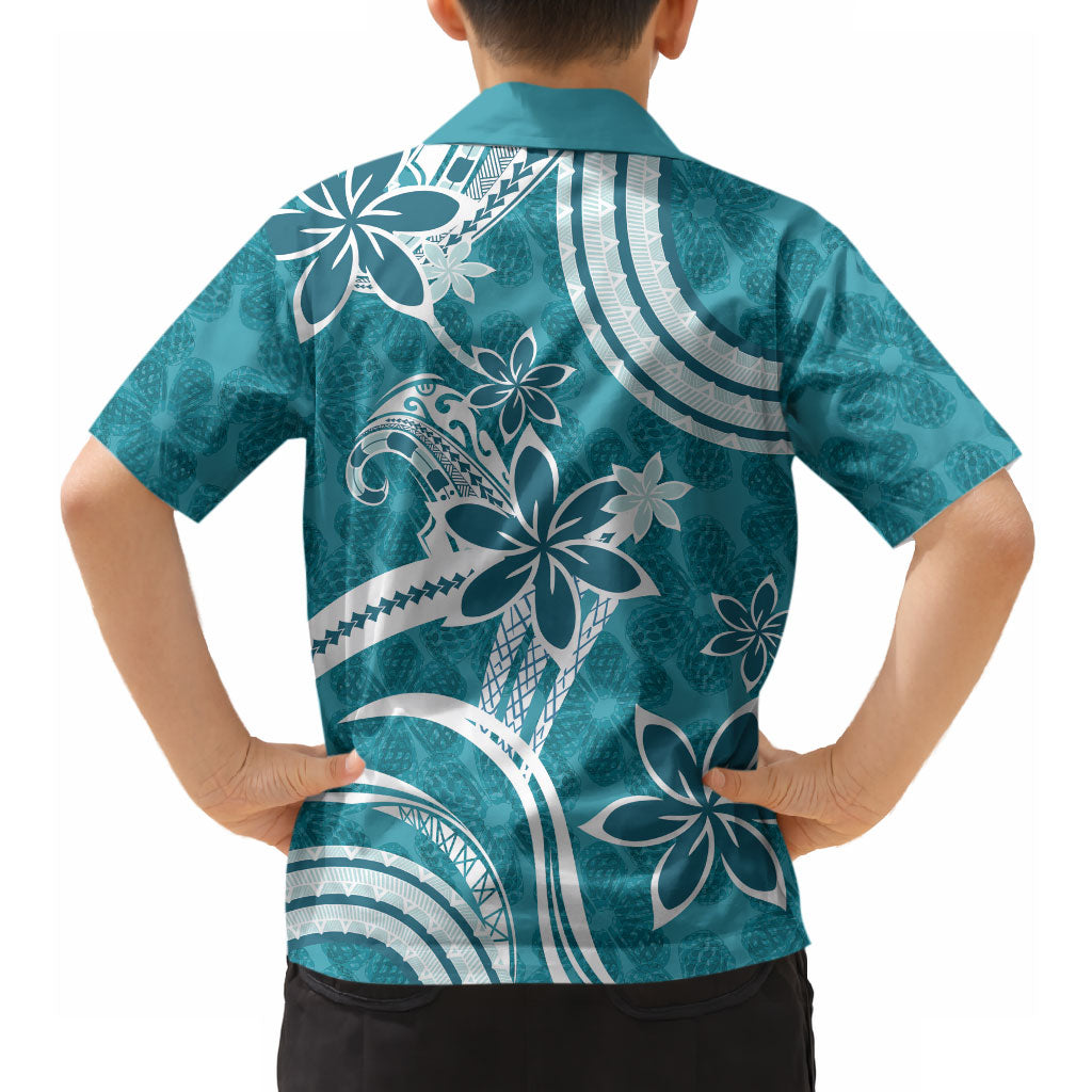 Hawaii Pupuala Plumeria Teal Hawaiian Shirt Polynesian Pattern LT01 - Polynesian Pride