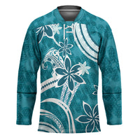 Hawaii Pupuala Plumeria Teal Hockey Jersey Polynesian Pattern LT01 Unisex Teal - Polynesian Pride