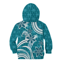 Hawaii Pupuala Plumeria Teal Kid Hoodie Polynesian Pattern LT01 - Polynesian Pride